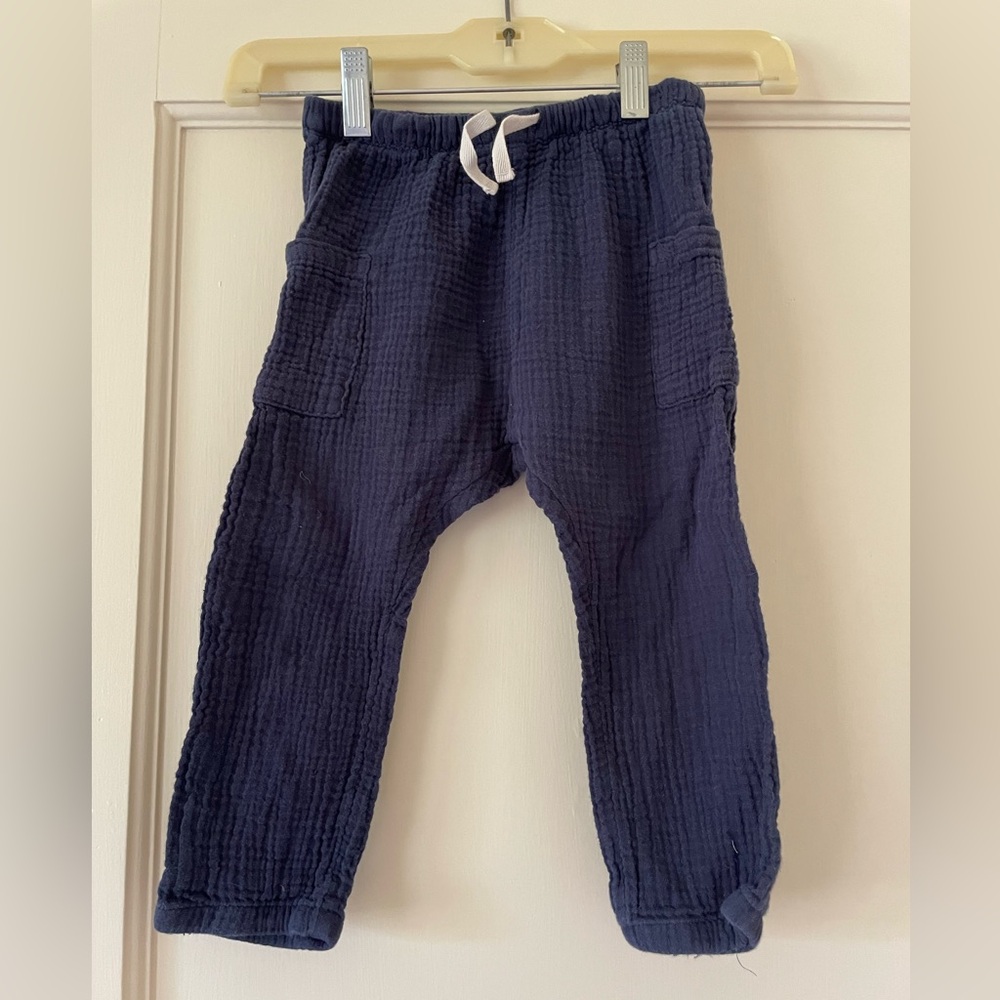 H&M Blue linen Joggers Elastic Waistband Relaxed Fit